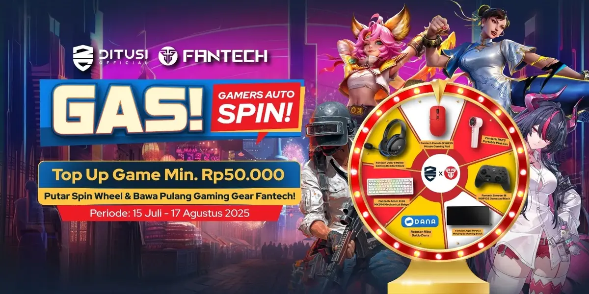 GAS! Gamers Auto Spin - Top Up Game Min. Rp50.000, Putar Spin Wheel & Bawa Pulang Gaming Gear Fantech!